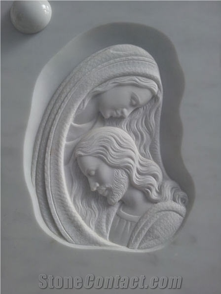 Funerary Art Relief, Bianco Carrara White Marble Relief