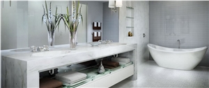 Bianco Carrara Bath Top, Bianco Carrara White Marble Bath Top