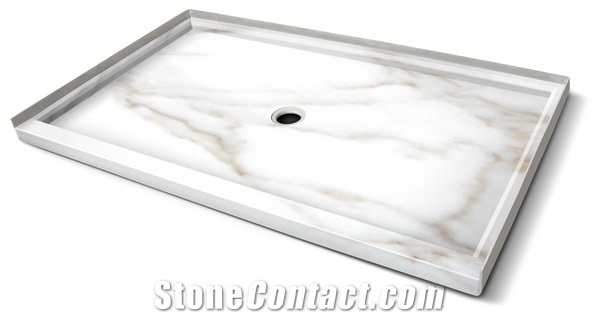 Calacutta Gold Marble Shower Base, Calacatta Gold White Marble Shower Base
