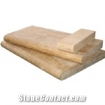 Pool Coping in Medium Travertine, Light Medium Beige Travertine Pool Coping