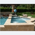 Pool Coping in Medium Travertine, Light Medium Beige Travertine Pool Coping