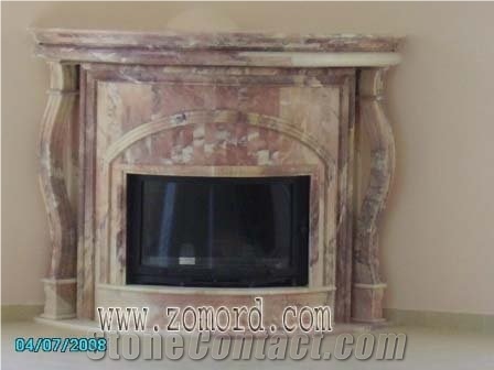 Palestinian Red Limestone Fireplace