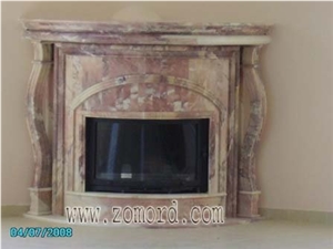 Palestinian Red Limestone Fireplace