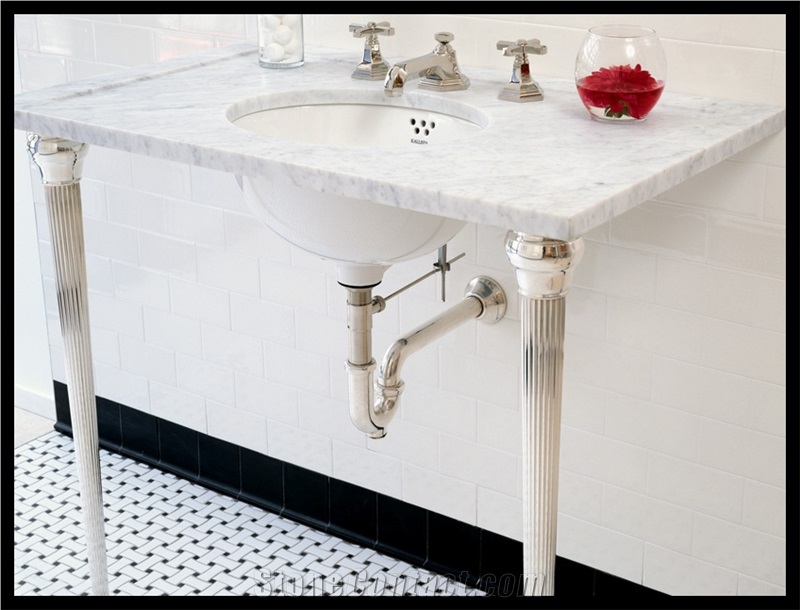 Bianco Carrara Bath Top, Bianco Carrara White Marble Bath Top