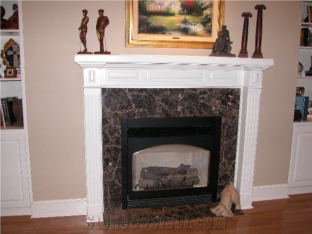 Emperador Dark Marble Fireplace, Dark Emperador Brown Marble Fireplace