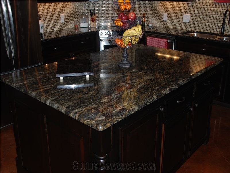 Exotic Brazil Granite Countertop, Magma Gold Granite Countertop