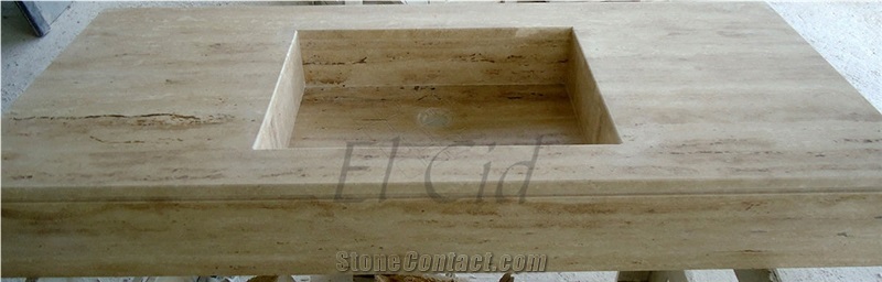 Travertine Haya Vanity Top, Haya Beige Travertine Vanity Top