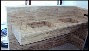 Travertine Haya Vanity Top, Haya Beige Travertine Vanity Top