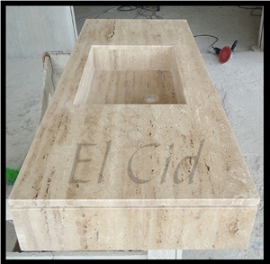 Travertine Haya Vanity Top, Haya Beige Travertine Vanity Top