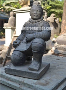 Chinese Buddha, Chinese Warrior, Elephant, Frog, Stone Carving Grey Sandstone Sculpture, Statue