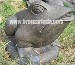 Frog with Hole Water, Ganesha Fountain, Happy Budd, Stone Carving Grey Sandstone Sculpture, Statue