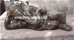 Lion Set, Lying Frog, Ganesha, Ganesha, Stone Carving Grey Sandstone Sculpture, Statue