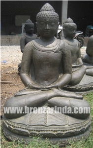 Seated Buddha, Seated Buddha Japan, Stone Carving Grey Sandstone Sculpture, Statue