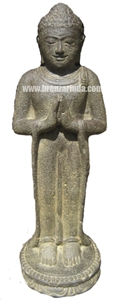 Standing Buddha, Stone Carving Grey Sandstone Sculpture, Statue