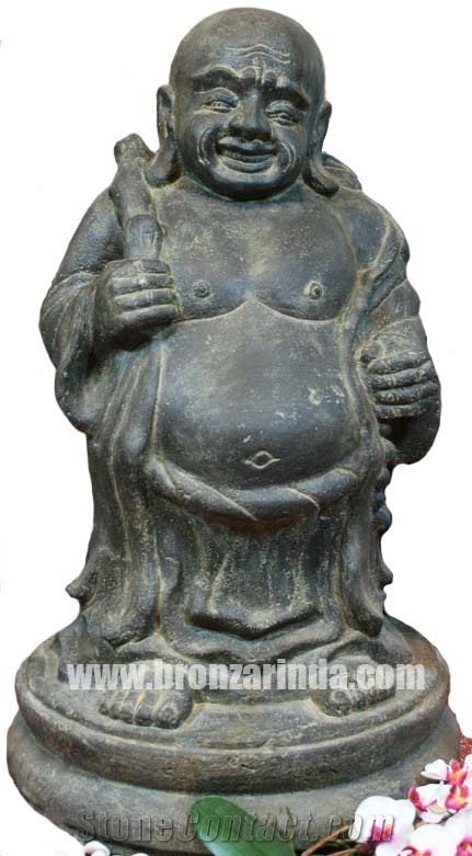 Temple Lion, Walking Monk, Buddha Bust, Stone Carving Grey Sandstone Sculpture, Statue