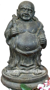 Temple Lion, Walking Monk, Buddha Bust, Stone Carving Grey Sandstone Sculpture, Statue