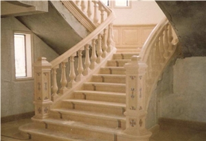 Creme Moleanos Staircase, Creme Moleanos Beige Limestone Staircase