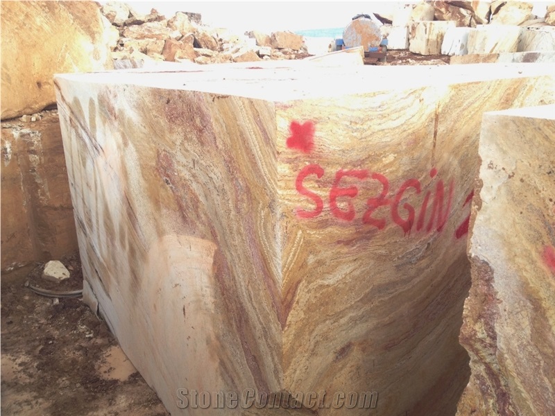 Autumn Travertine Blocks, Yellow Travertine Blocks