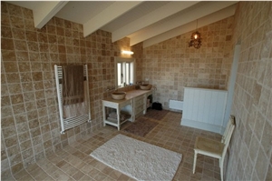 Antiquated Noce Travertine Bath Design, Noce Antalya Brown Travertine Bath Design