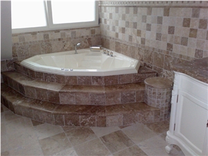 Scabos Travertine Bath Design, Scabos Brown Travertine Bath Design
