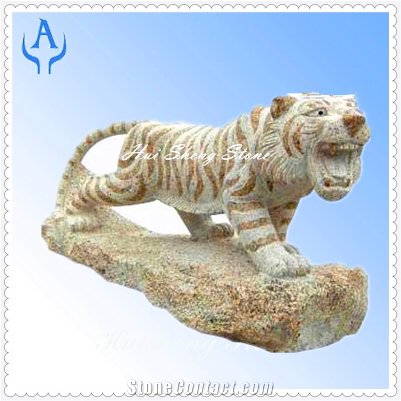 Granite Yellow Tiger Sculpture, Yellow Granite