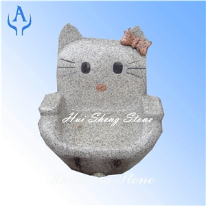 Grey Granite Animal Cat Sculpture