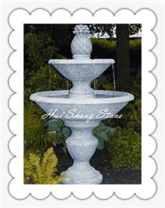 Grey Granite Fountain with Two Bowls and Pineapple