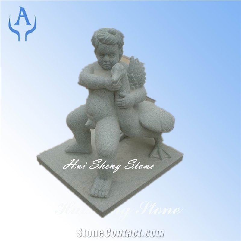 Grey Granite Personage Portray Character Sculpture, Grey Granite