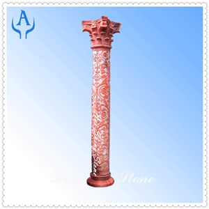 Pink Marble Garden Pillar Column, Pink Marble