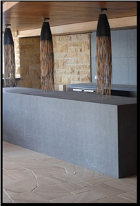 Basalt Bar Top and Backsplash, Black Basalt Bar Top