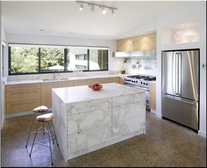 Calacatta Marble Kitchen Design, Calacatta White Marble Kitchen Design