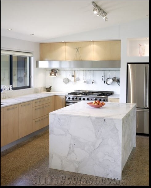 Calacatta Marble Kitchen Design, Calacatta White Marble Kitchen Design