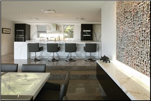 Calacatta Vagli Dining Table with Backlights, Calacatta Vagli White Marble Kitchen Design