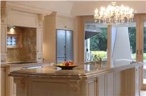 Liban Marble Kitchen Design, Monaco Brown Marble Traditional Kitchen Design