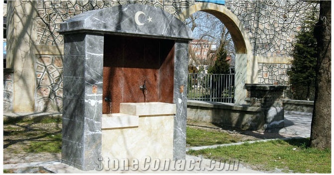Alexander Grey Marble Fountain