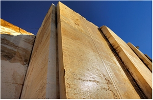 Mesta Golden Sienna Travertine Block, Turkey Yellow Travertine
