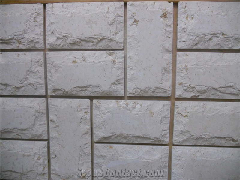 White Limestone Mushroomed Wall Stone, Jerusalem White Limestone Palestine Mushroom Stone