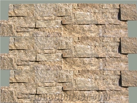 Stacked Stone Wall Panel, Pink Quartzite Stacked Stone