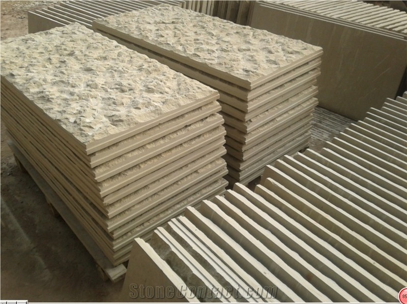 China Beige Sandstone Double Side Mushroom Stone for Wall Stone Cladding