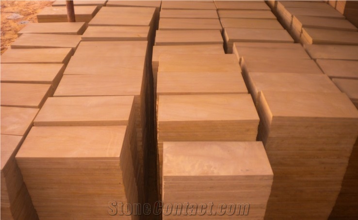 China Yellow Dull Grainy Sandstone Tiles, Professional Supplier