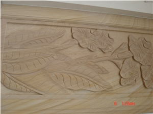 China Yellow Grainy Sandstone Relievo /Wall Reliefs /Relief Carving