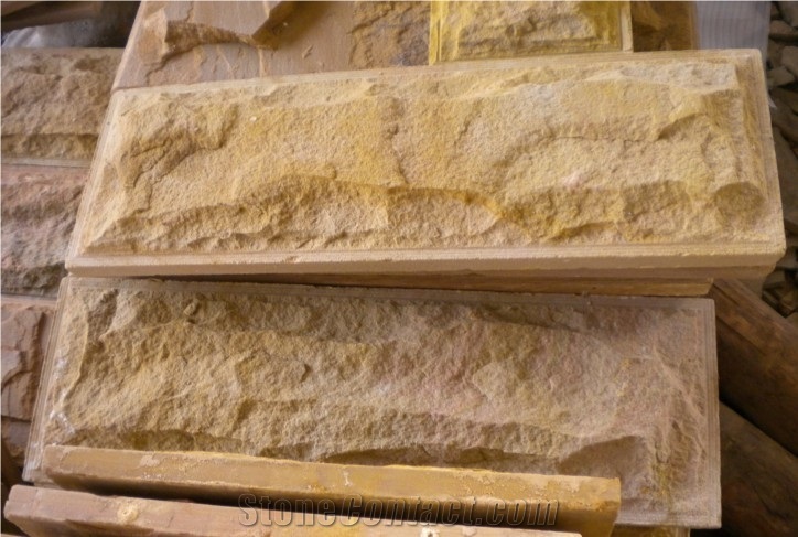 China Yellow Sandstone Sandstone Mushroom Stone for Wall Cladding /Wall Panel