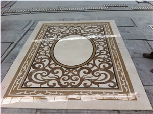 Waterjet Floor Medallion, Emperador Light ,Crema Marfil Marble Floor Medallion Waterjet Floor Medallion, Emperador Light ,Crema Marfil Marble Floor Medallion