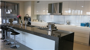 Black Marble Kitchen Design, Island Top