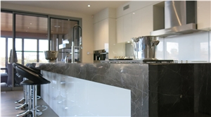Black Marble Kitchen Design, Island Top