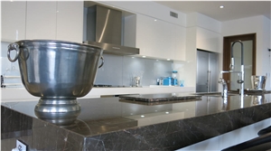 Black Marble Kitchen Design, Island Top