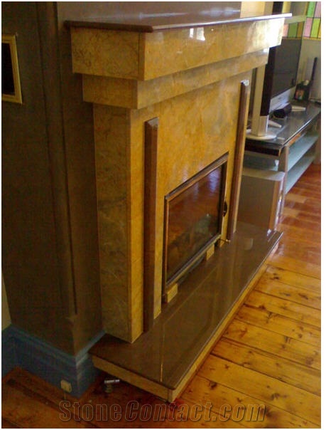 Giallo Siena Marble Fireplace, Giallo Siena Yellow Marble Fireplace
