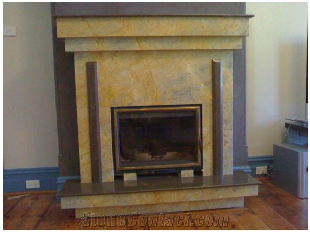 Giallo Siena Marble Fireplace, Giallo Siena Yellow Marble Fireplace