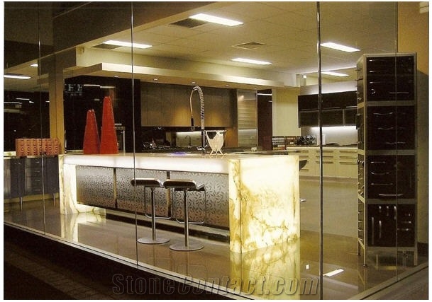 Translucent Onyx Bar Top, Translucent Yellow Onyx Bar Top