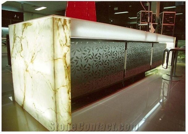 Translucent Onyx Bar Top, Translucent Yellow Onyx Bar Top